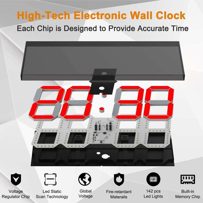 LED Large Digital Wall Clock, Oversize Wall Clock with 6” Numbers, Remote Con... gallery