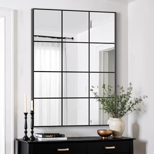 Window Mirrors for Wall Decor, Wall Mirrors Decorative Window 40"L x 30"W Black gallery