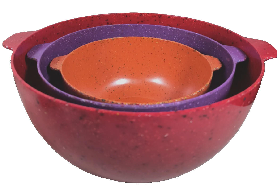 Zak! Designs Confetti Nesting Mixing Bowl Set of 3 Integrated Handles Melamine gallery