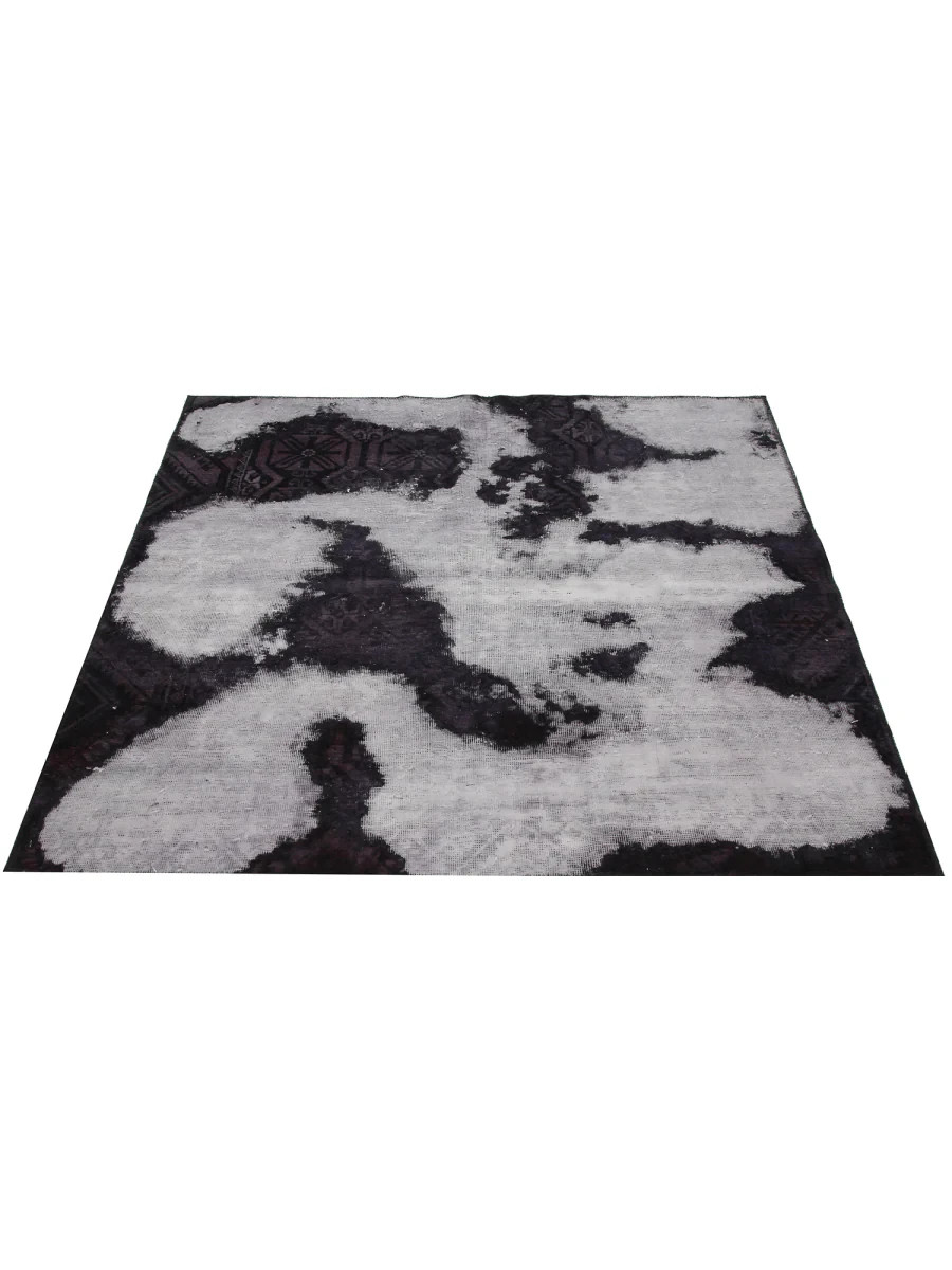 5x5 Hand-Knotted Wool Rug – Distressed Purple Gray Geometric – Free US Shipping gallery