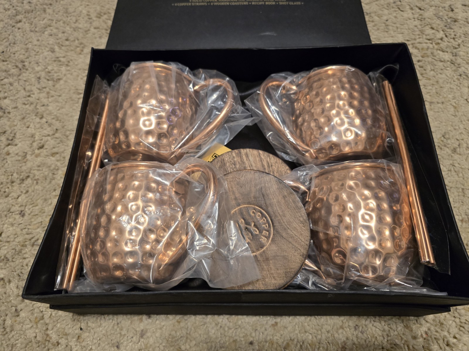 4 Pack Pure Copper Moscow Mule Mugs, Each Hammered Mug Holds 18 Ounces gallery