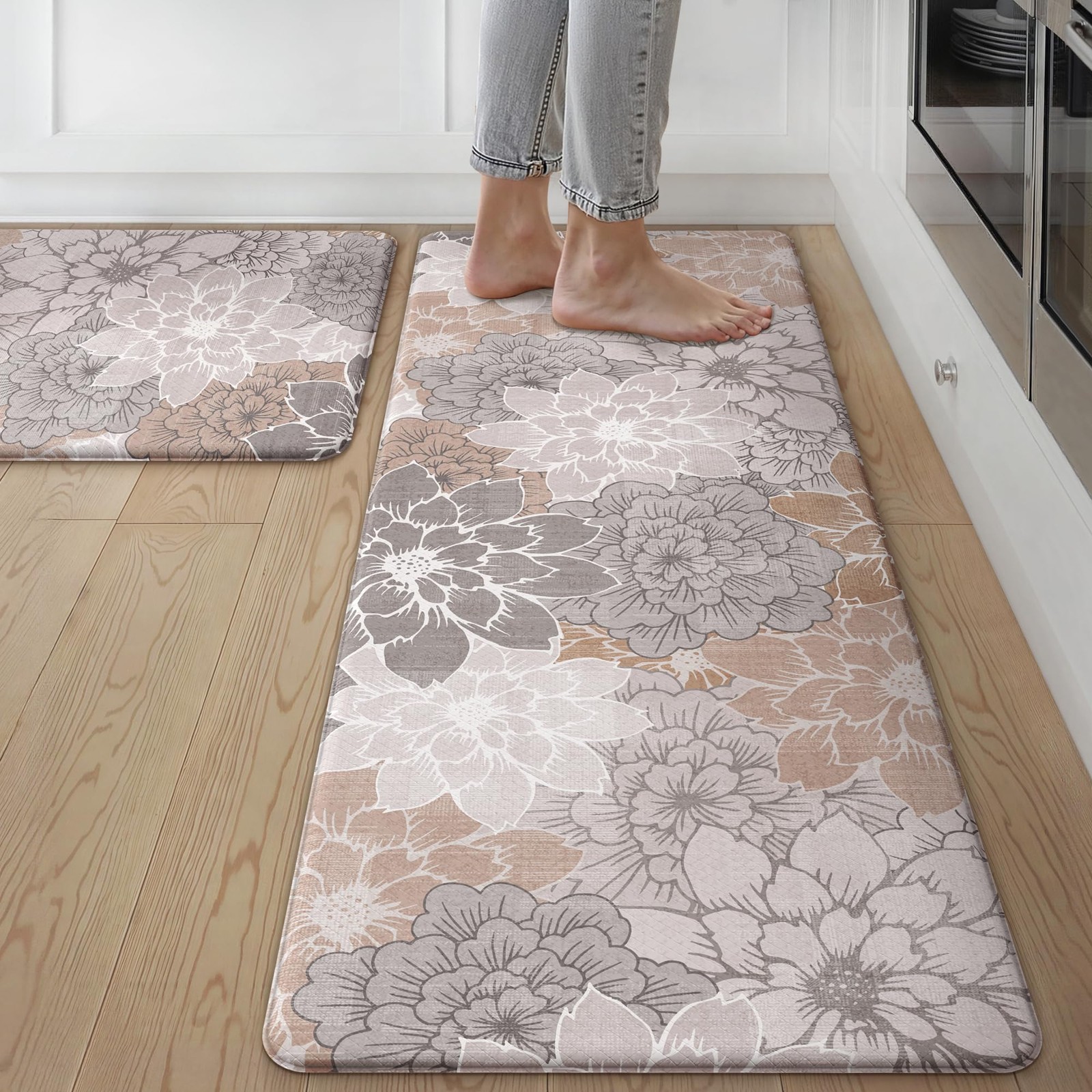 Kitchen Mats for Floor, Kitchen Rugs Non Slip Washable Sets of 2, Waterproof Cus gallery