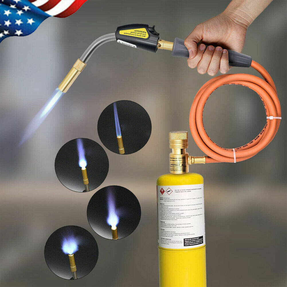 MAPP MAP-pro Propane Self-Igniting Gas Welding Turbo Burner Torch & 5' Hose Kit gallery