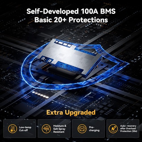 Power Queen 12V 125Ah Group 27 Bluetooth LiFePO4 Lithium Battery for RV Marine gallery