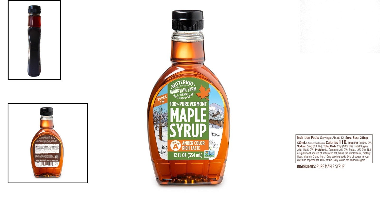 Vermont Maple Syrup, Grade A Amber Rich - Gluten-Free and 12 Fl Oz gallery
