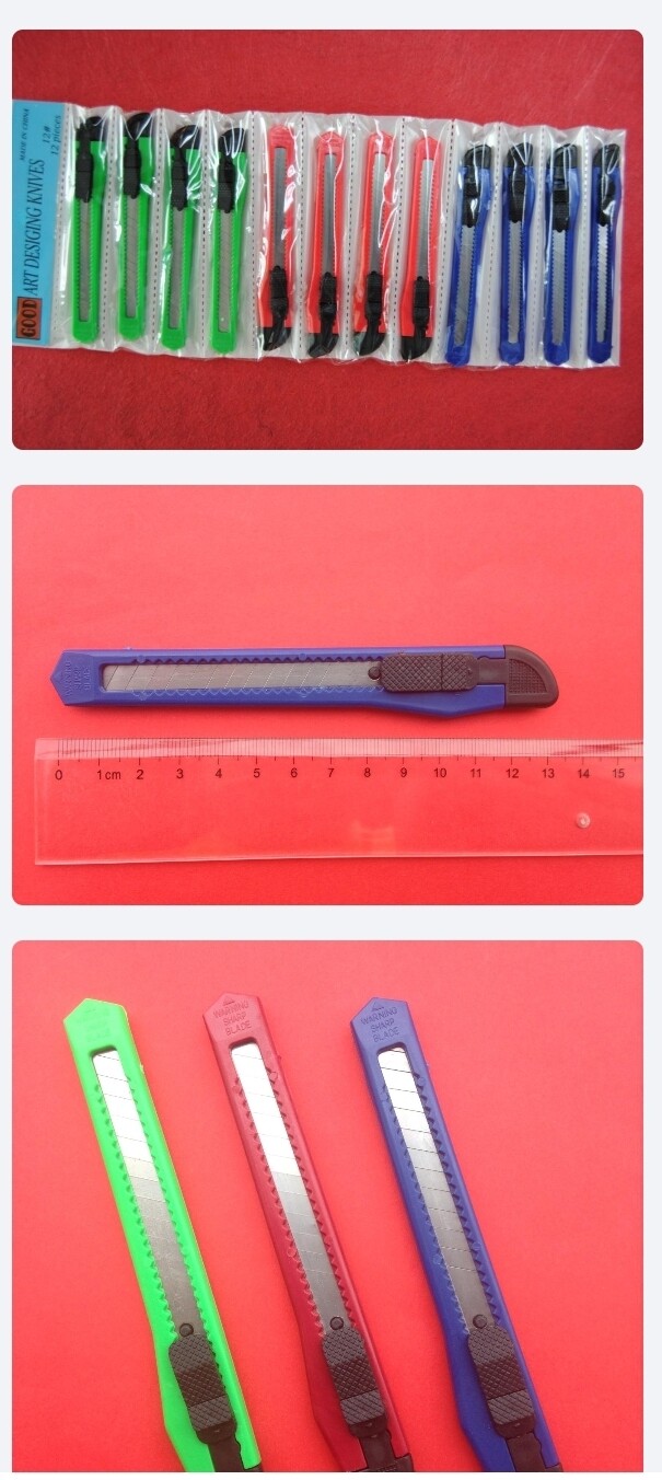 24 pc Utility Knife Box Cutter Retractable Blade Snap Razor Knife Safety Lock 5" gallery