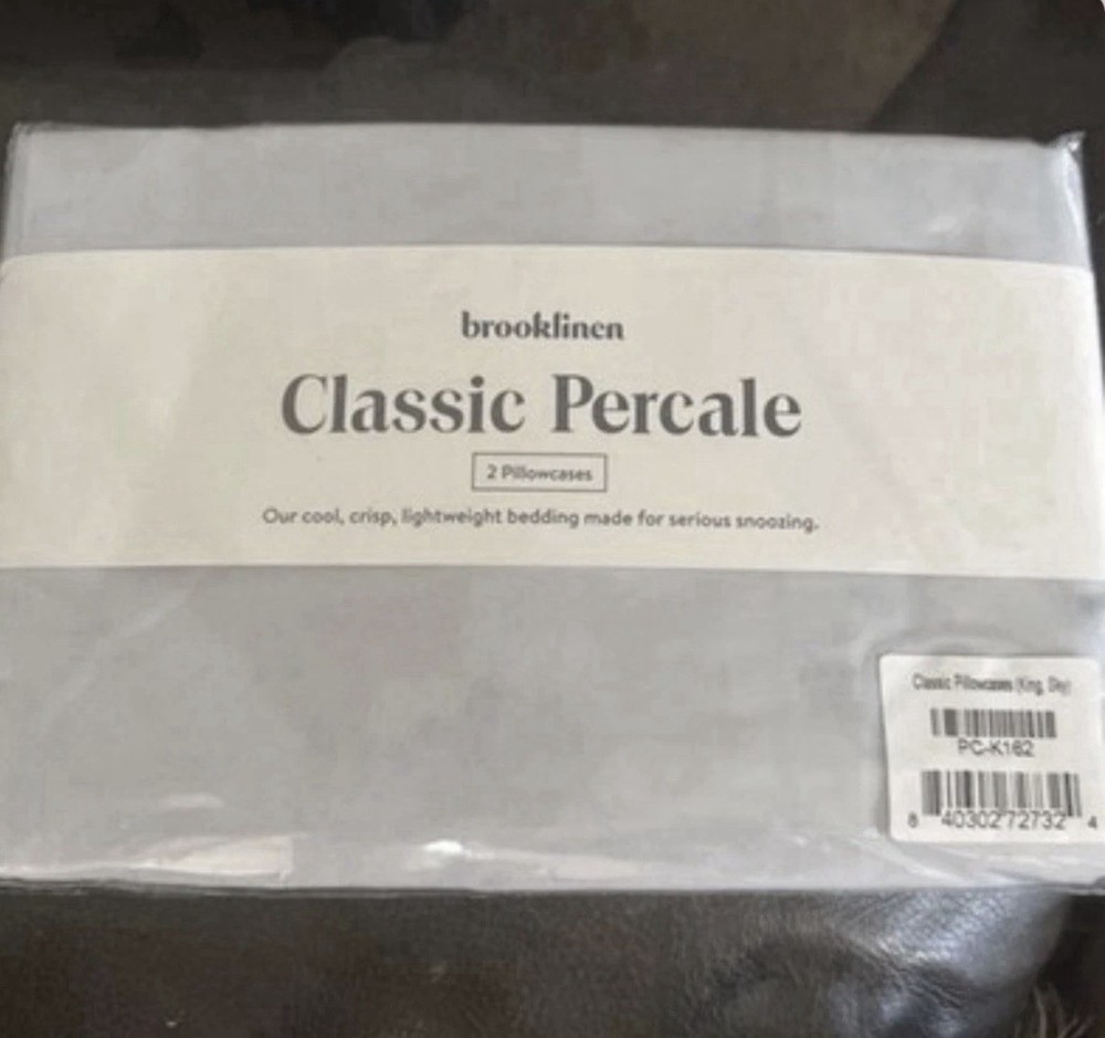 Brooklinen Classic Percale 2 King Sky (Lt. Blue) Cot Pillowcases $69 Authentic