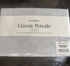 Brooklinen Classic Percale 2 King Sky (Lt. Blue) Cot Pillowcases $69 Authentic