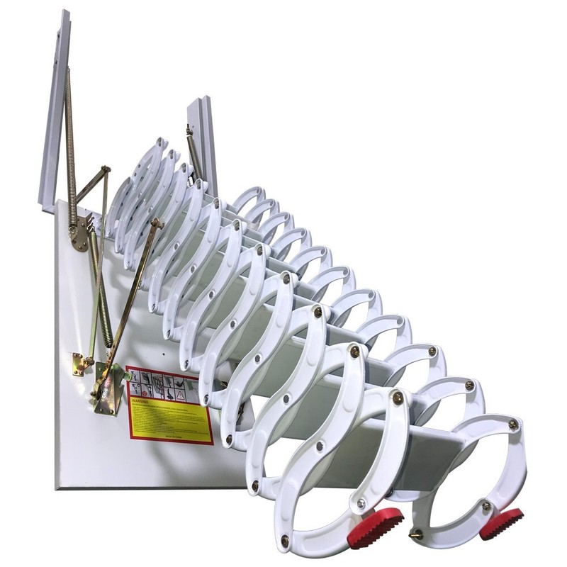White Side-mounted Loft Wall Ladder Stairs Concealed Attic Telescopic Folding La gallery
