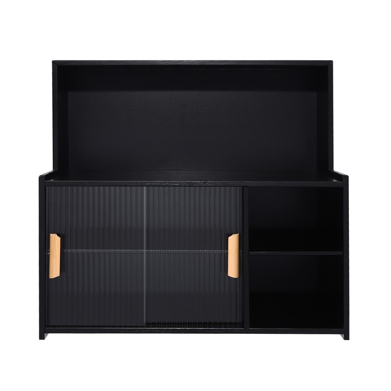 Kitchen Pantry Hutch Storage Black Freestanding Countertop Storage Cabinet 11kg gallery