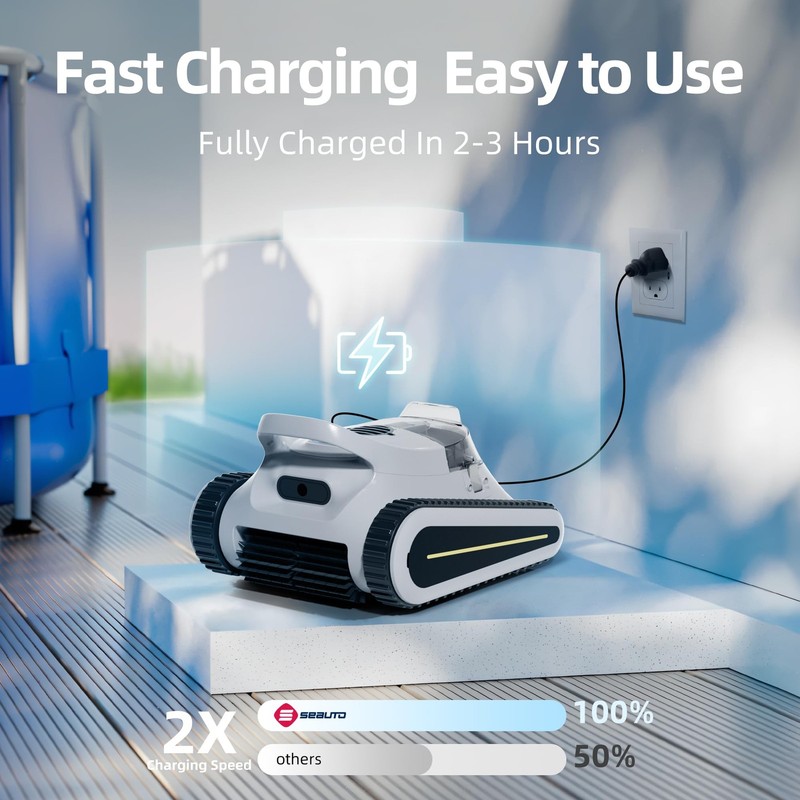 Cordless Robotic Pool Cleaner, Wall Climbing, 150 min Battery Life gallery