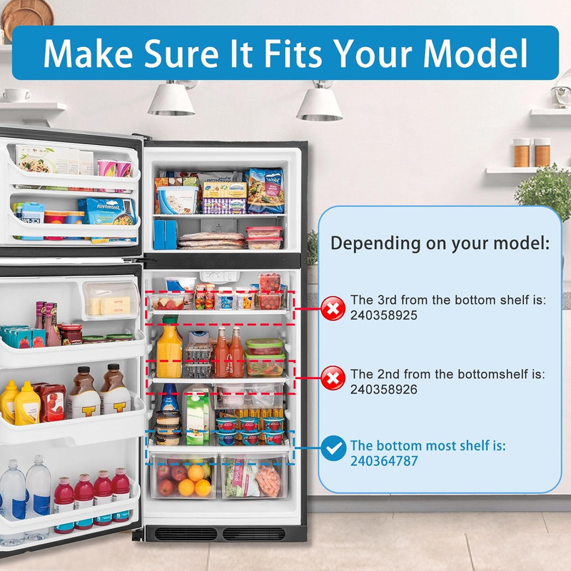 240364787 Refrigerator Crisper Drawer Cover Frame Crisper Pan Cover Compatible w gallery