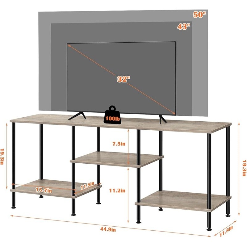50 Inch TV Stand for Bedroom Rustic Grey Entertain gallery