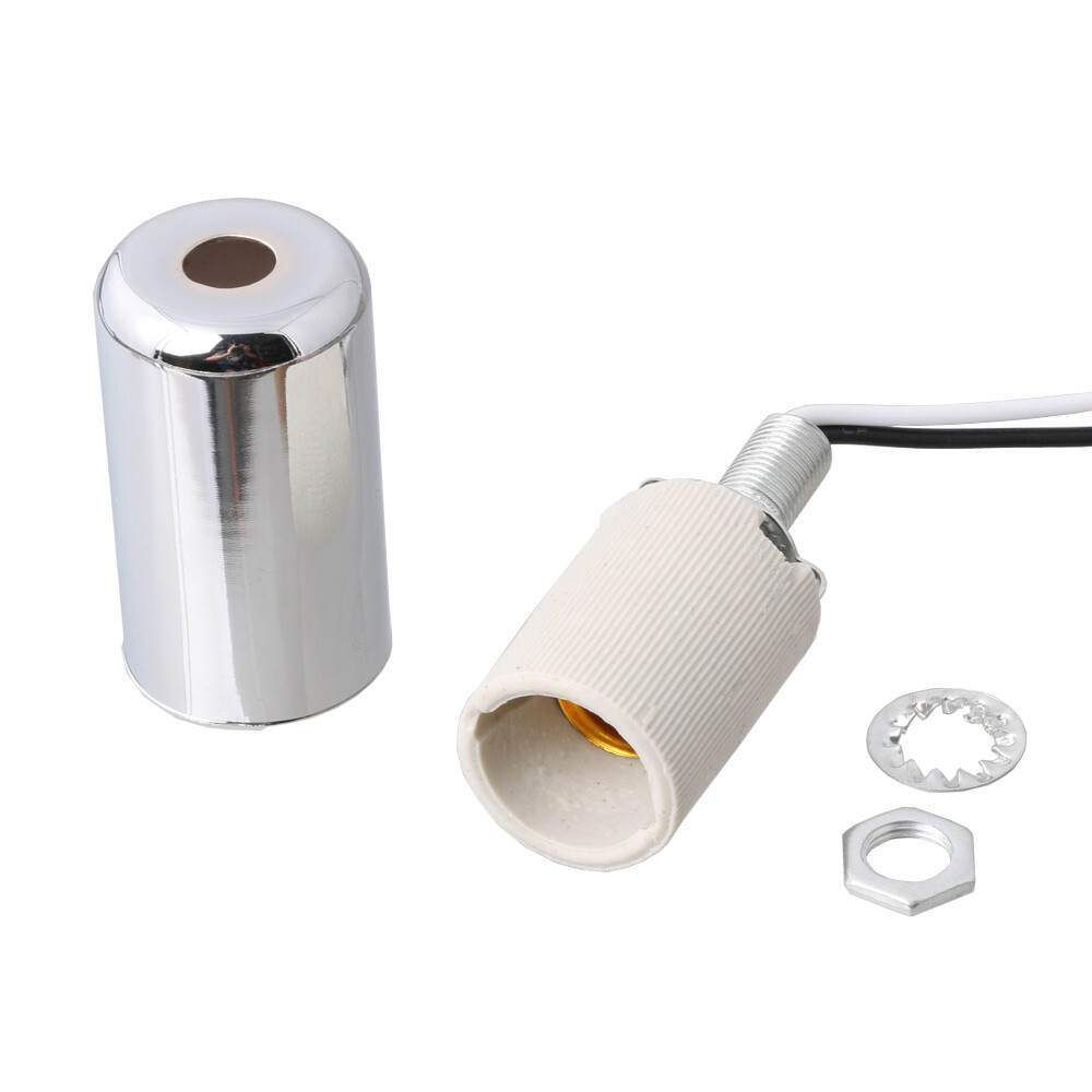 E14 Ceramic Base LED Light Lamp Bulb Adapter Converter Screw Socket Chrome gallery