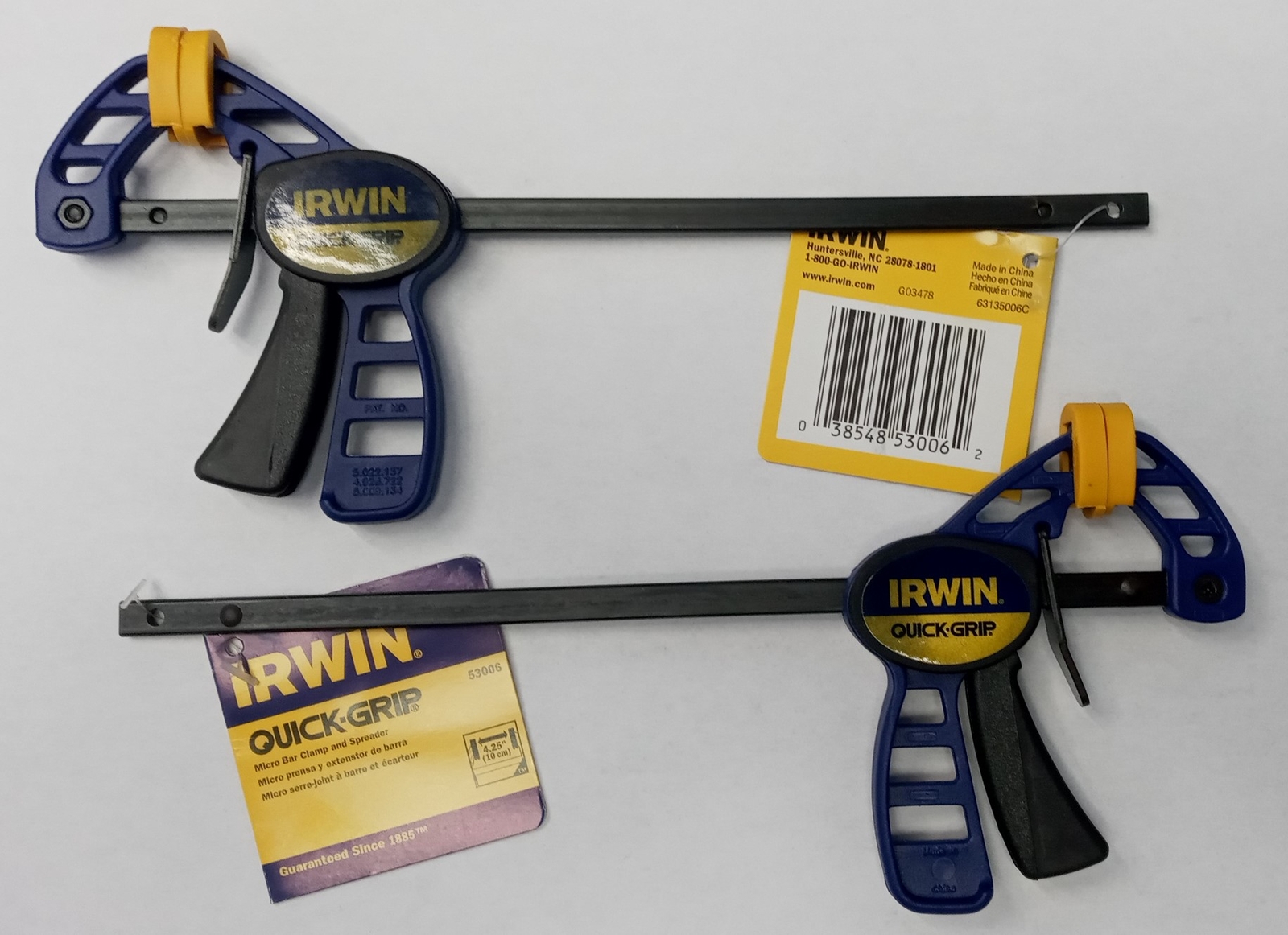 Irwin Tool 53006 Micro Quick-Grip Bar Clamp (4-1/4") And Spreader (8") 2pcs. gallery