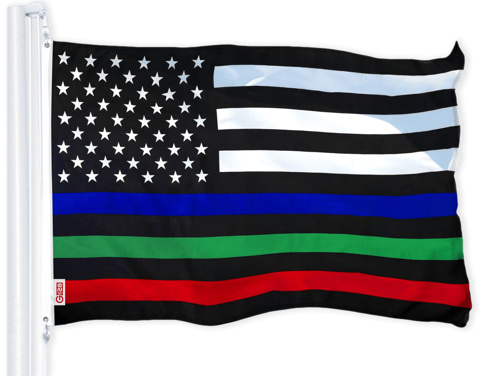 Thin Blue Green & Red Line American Flag 150D Polyester 3x5 FT Printed gallery