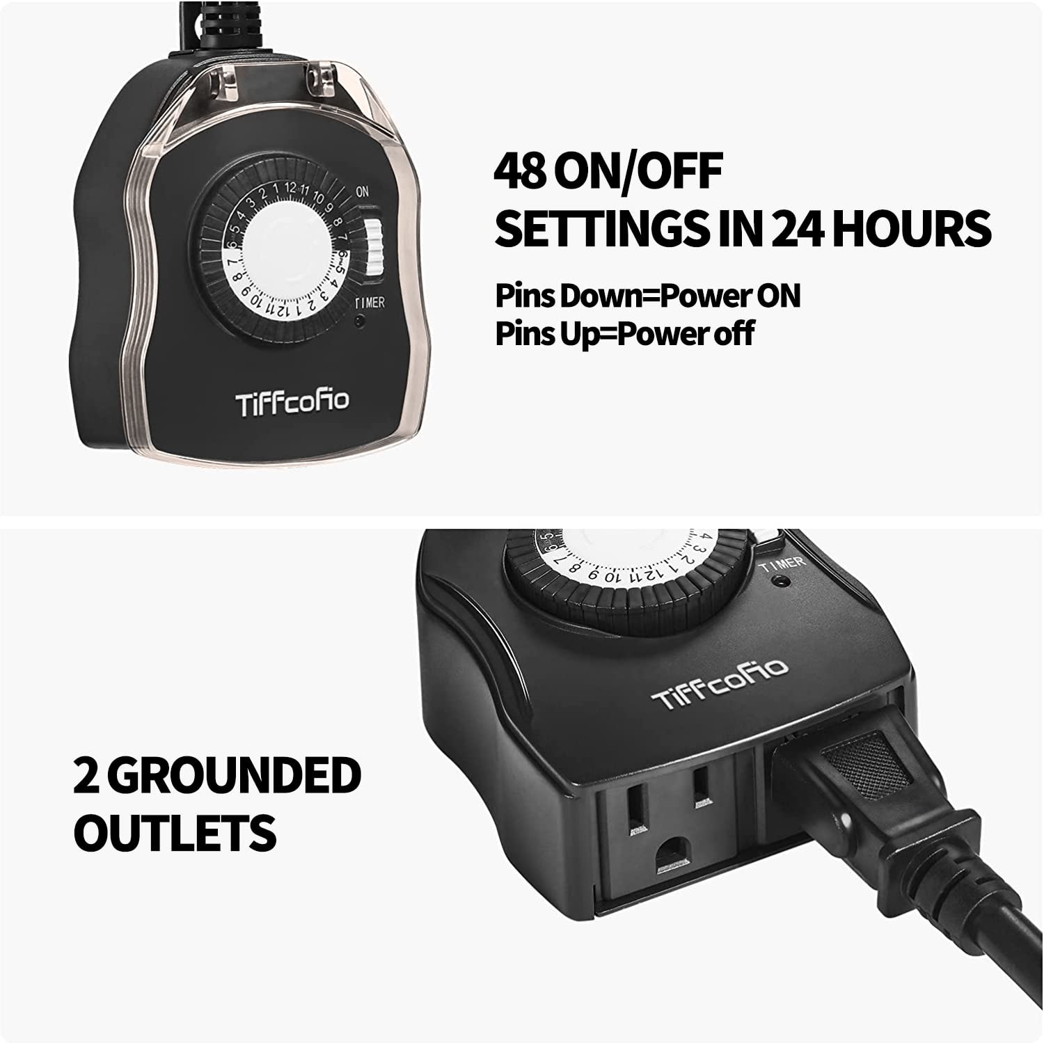 TiFFCOFiO Outdoor Timer Outlet, 24 Hour Mechanical Outdoor Timer for Pool Pum... gallery