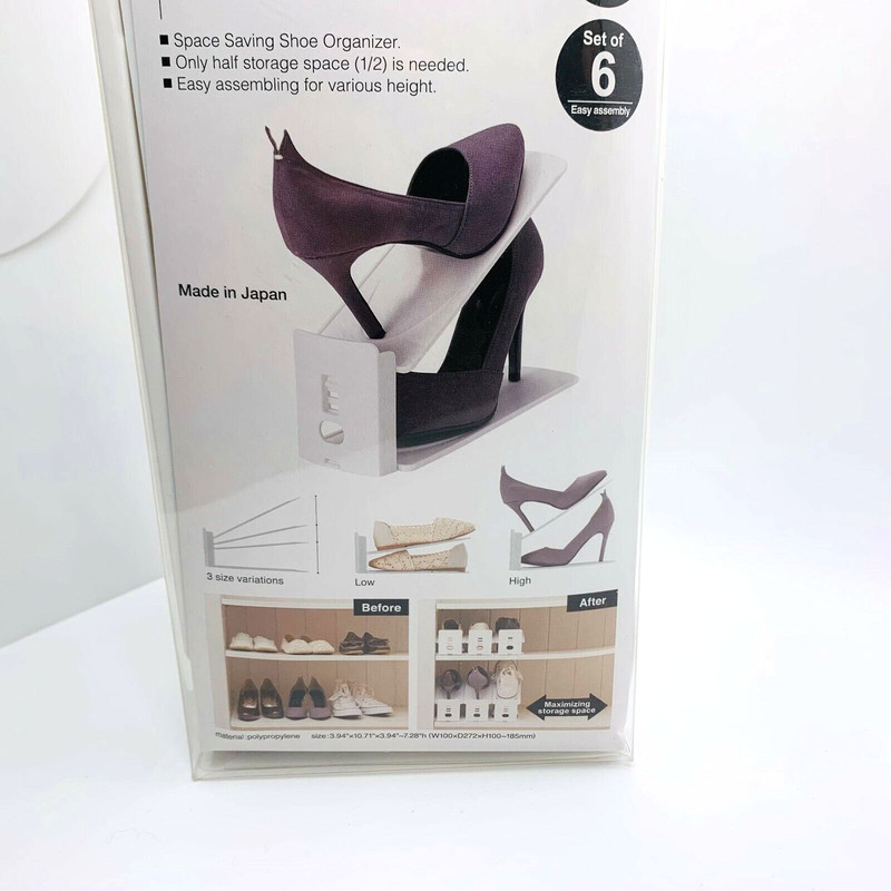 New Like-it Space Saving Adjustable Shoe Organizer - 6 Pack Made in Japan SH-01L gallery