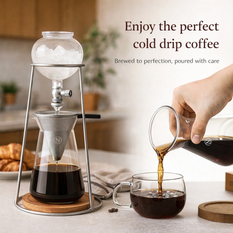 Iced Coffee Cold Brew Drip Coffee Maker Stainless Steal 400mL Borosilicate Glass gallery