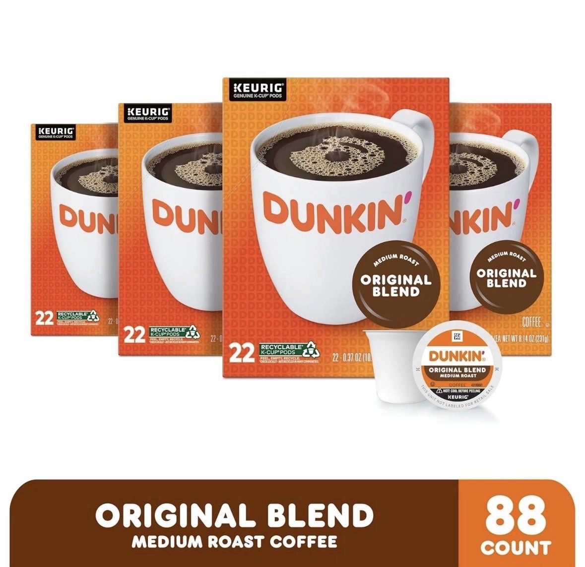 Dunkin' Donuts Original Blend Medium Roast K Cup Coffee Pods - 88 Count gallery