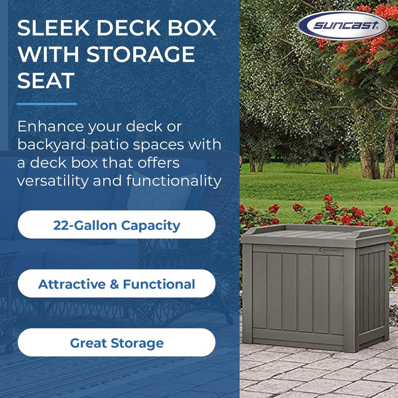 22 Gallon Storage Deck Box Set with Bench Seat - Stone Gray, 2 Pack gallery