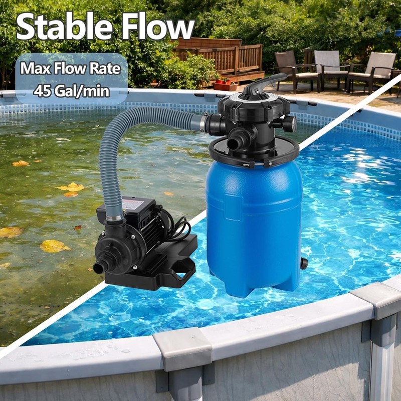 10" Above Ground Pool Sand Filter System with 1/3 HP High-Flow Pool Pump 2640GPH gallery