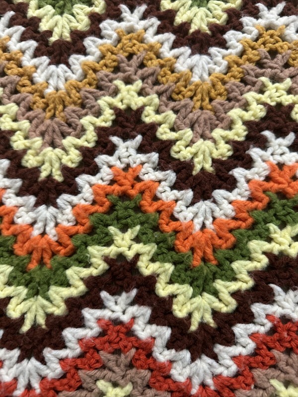 Vintage Crochet Chevron Zig Zag Pattern Throw Blanket Afghan 69"x45" gallery