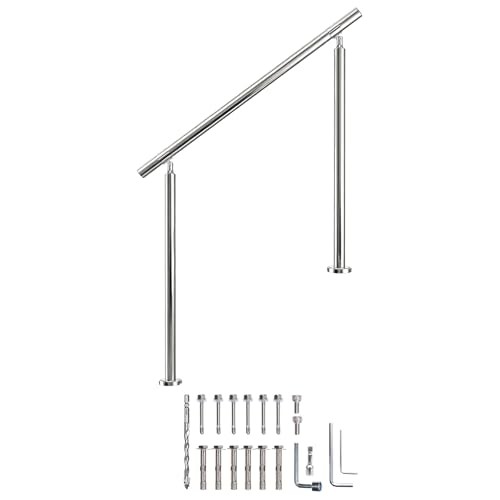 Hand Rails for Outdoor Steps 2-3 Step Silver - Stainless Steel(Straight) gallery