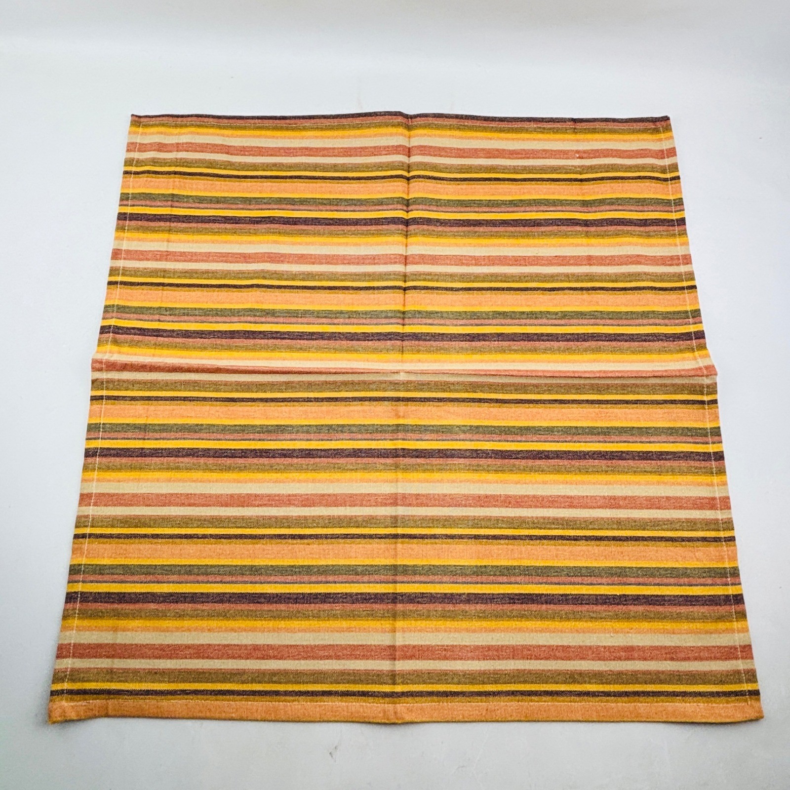 Crate & Barrel Provence Stripe Napkin Set of 6 Orange Yellow Brown Fall Autumn gallery