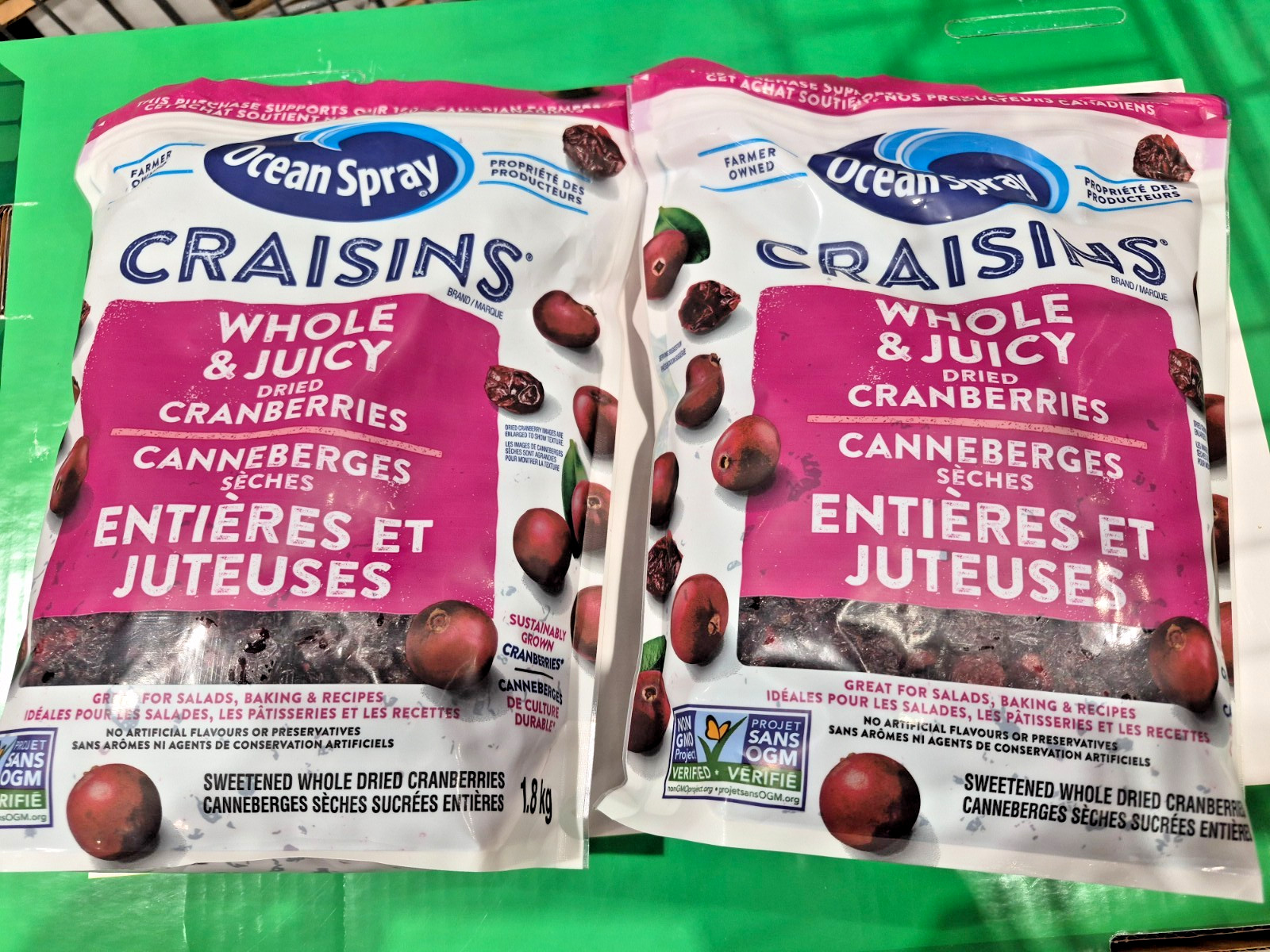 2 Packs Ocean Spray Craisins Dried Cranberries Whole & Juicy 64oz Each,Total 8lb gallery