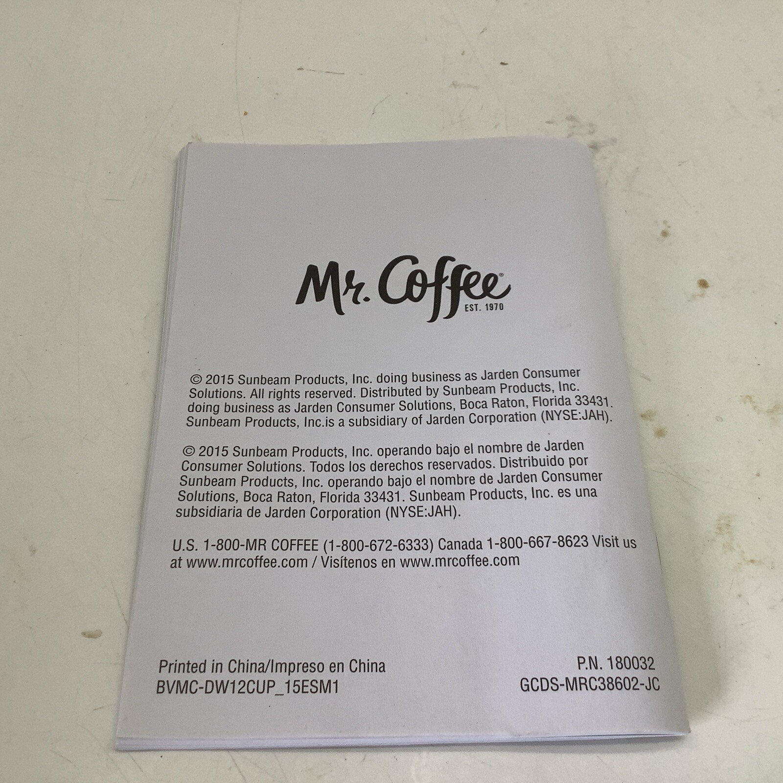 Mr. Coffee User Manual 12 Cup 2015 Coffeemaker PN 180032 gallery