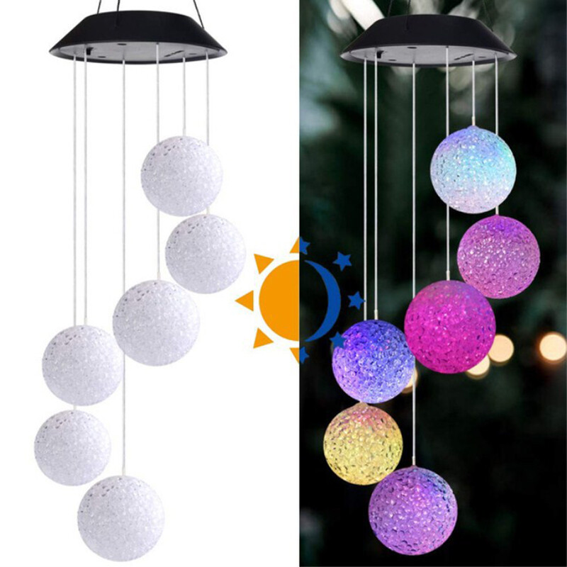 Solar Wind Chimes Lights LED Balls Color Changing Hanging Lamp Garden Home Decor gallery