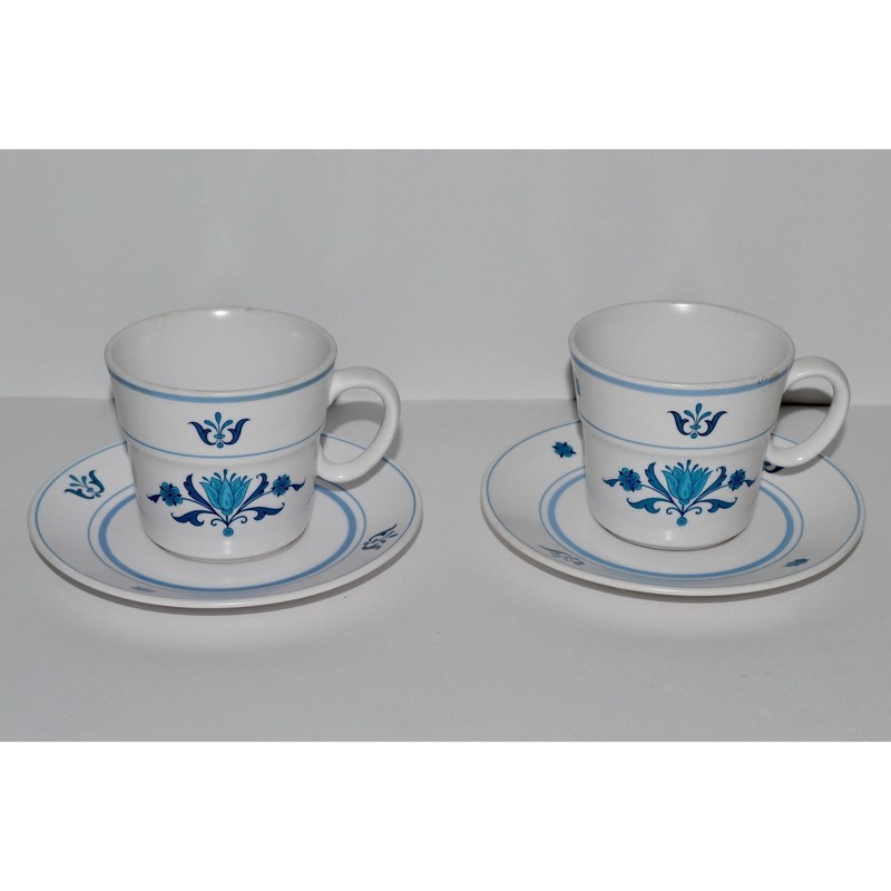 Noritake Progression Blue Haven Cream Sugar w 2 Cups 2 Saucers, Coffee Tea for 2 gallery
