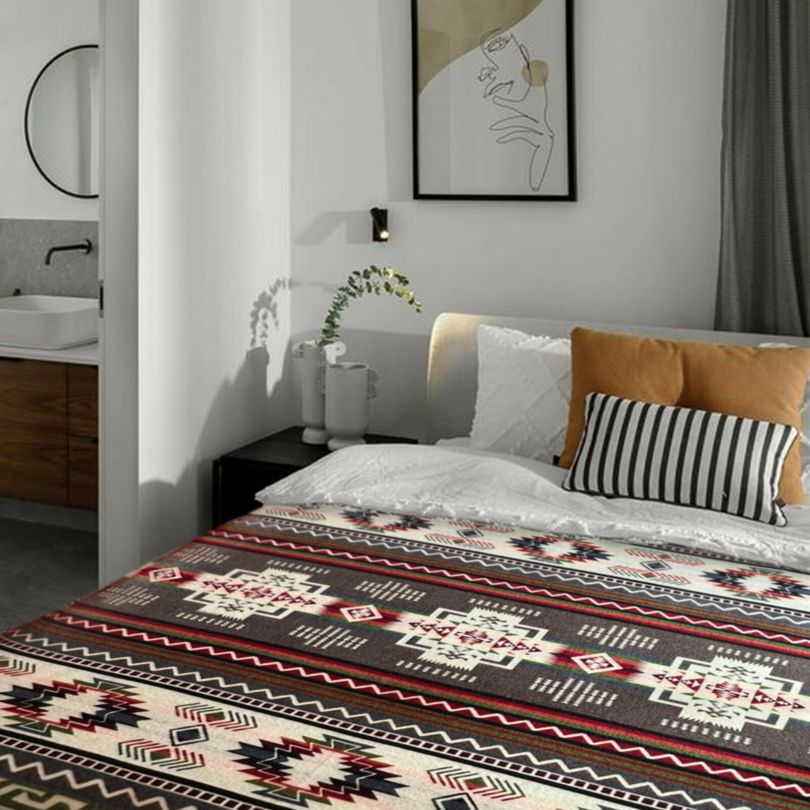 Extra Large Soft & Warm ALPACA Wool Blanket Andean Southwest Pattern 75x90 in gallery