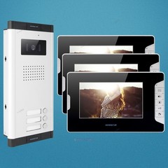 7″ TFT Video Door Entry Intercom Kit with LCD Color Screen for 3-Apartment