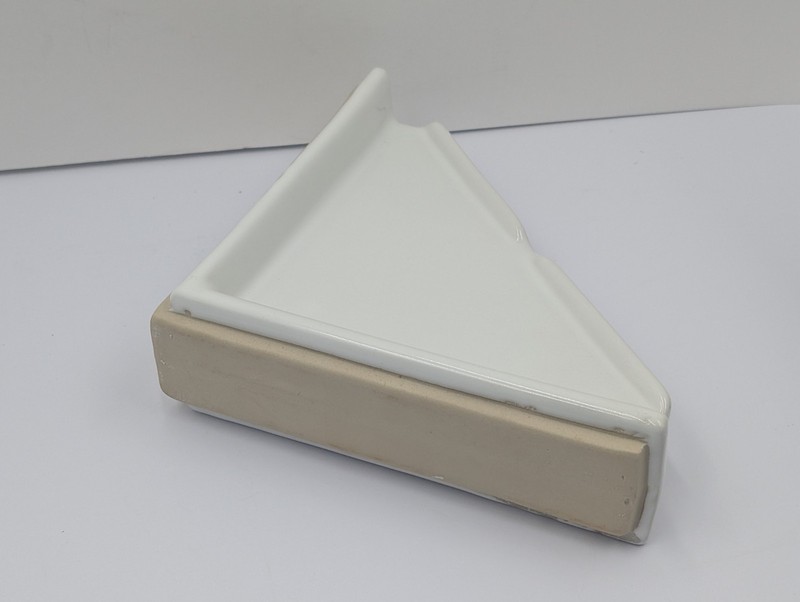 Bath Accessory 8" Straight Edge Shower Corner Shelf White Ceramic Thinset Mount gallery