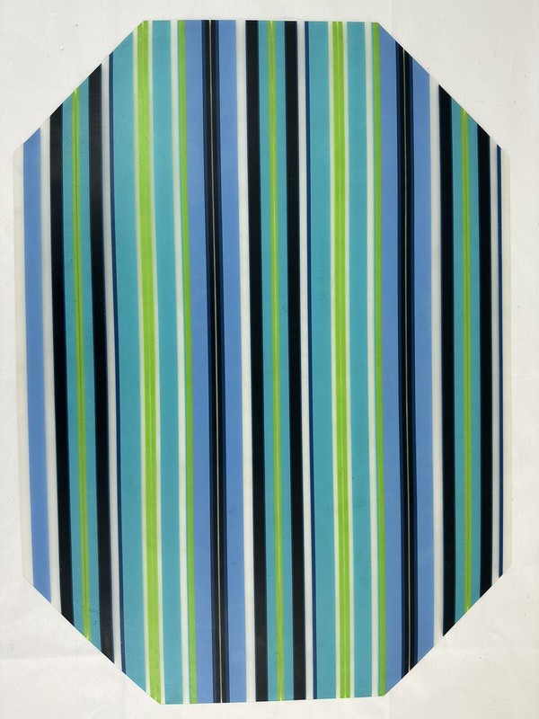 Vtg Octagonal Striped Placemat Flexible Plastic Green Pink Blue Orange Set 4 gallery