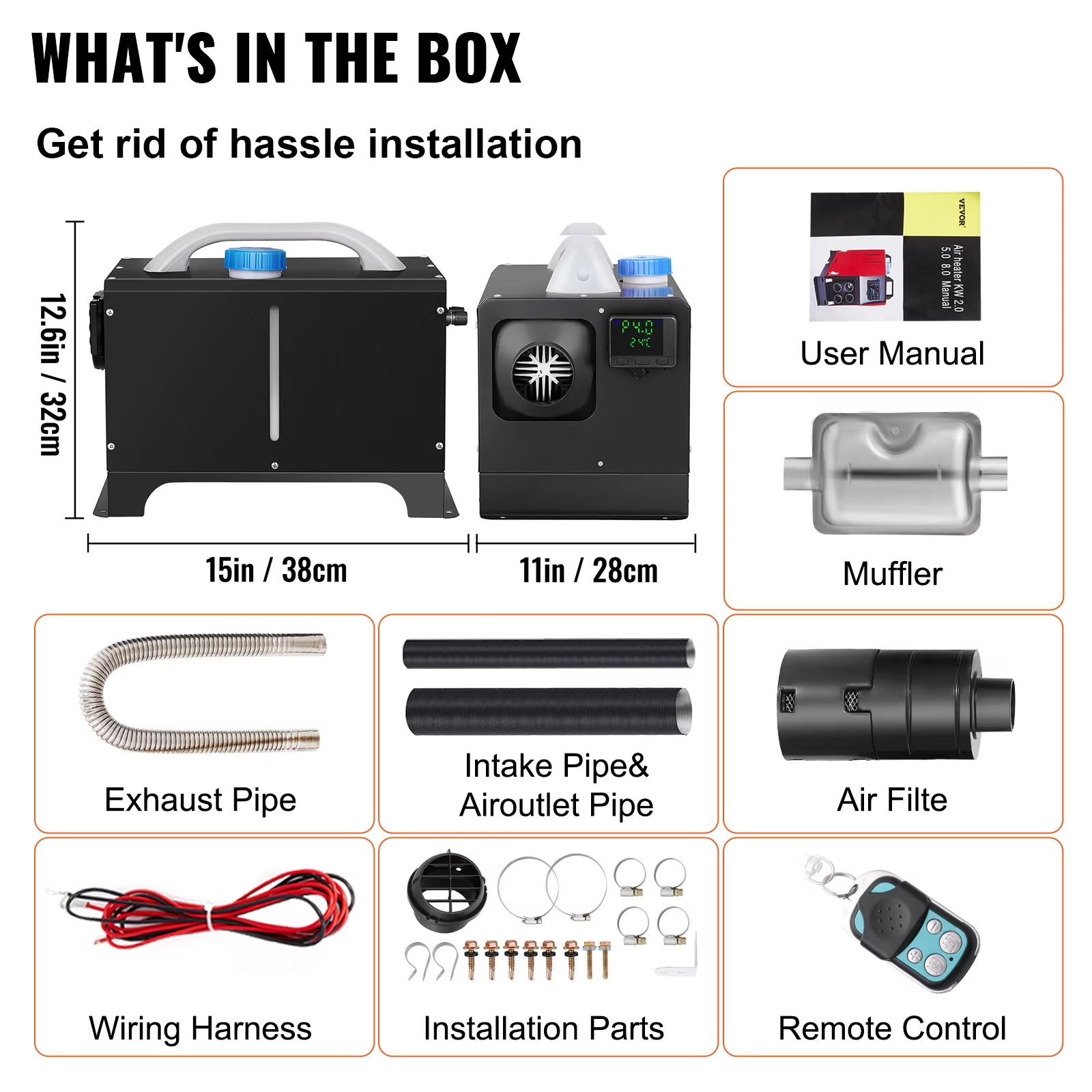 Diesel Heater All‑in‑One 12V 8KW with LCD Panel and Remote Control Parking Heat gallery