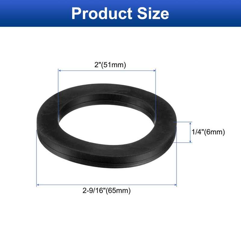 8Pcs Nitrile Rubber Flat Washer DN65 2-9/16" OD x 2" ID x 1/4" Thick Black gallery