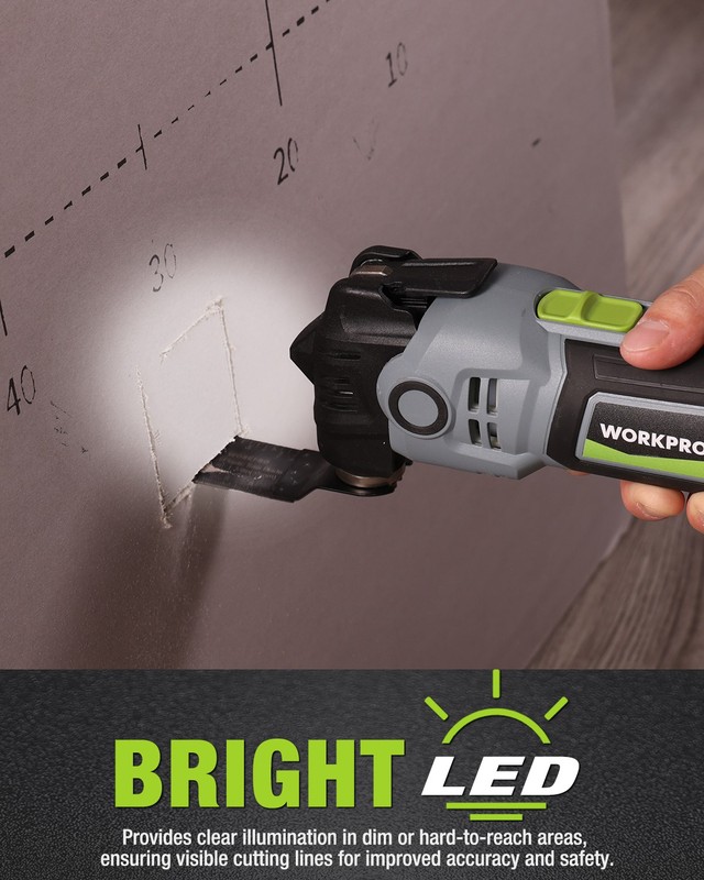 WORKPRO 400W Oscillating Multi-Tool Power Saw Adjustable 6-Speed Control gallery