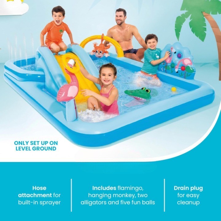 Inflatable Jungle Adventure Kiddie Pool Water Slide Splash Pad for Toddlers gallery