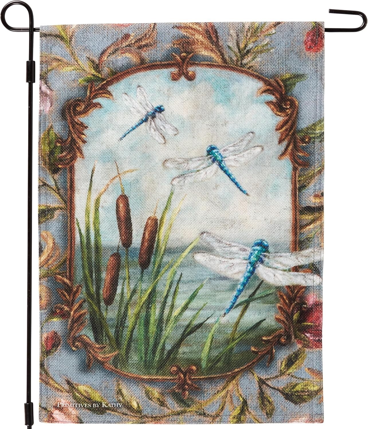 Dragonflies Botanical Design Primitives by Kathy Garden Flag gallery