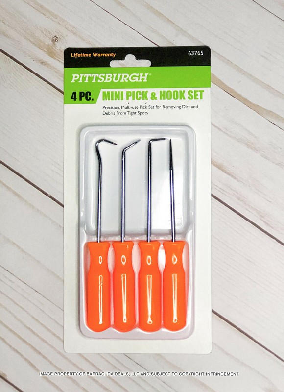 Pittsburgh 4 Piece Mini Pick & Hook Set - Straight, 90º, 120º Hook, Round Angle gallery