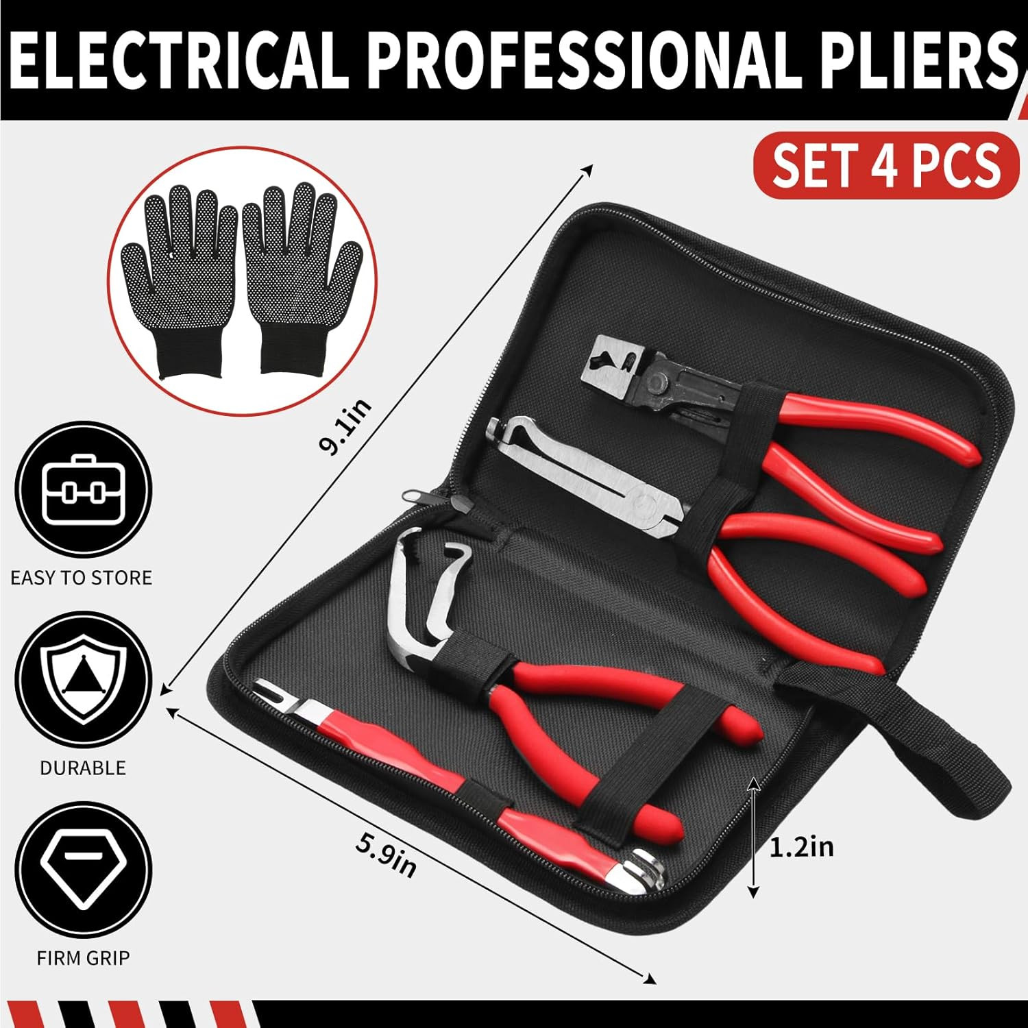 5-Pcs Kit Electrical Disconnect Pliers Set W/Gloves Auto Connector Tool Fuel Car gallery