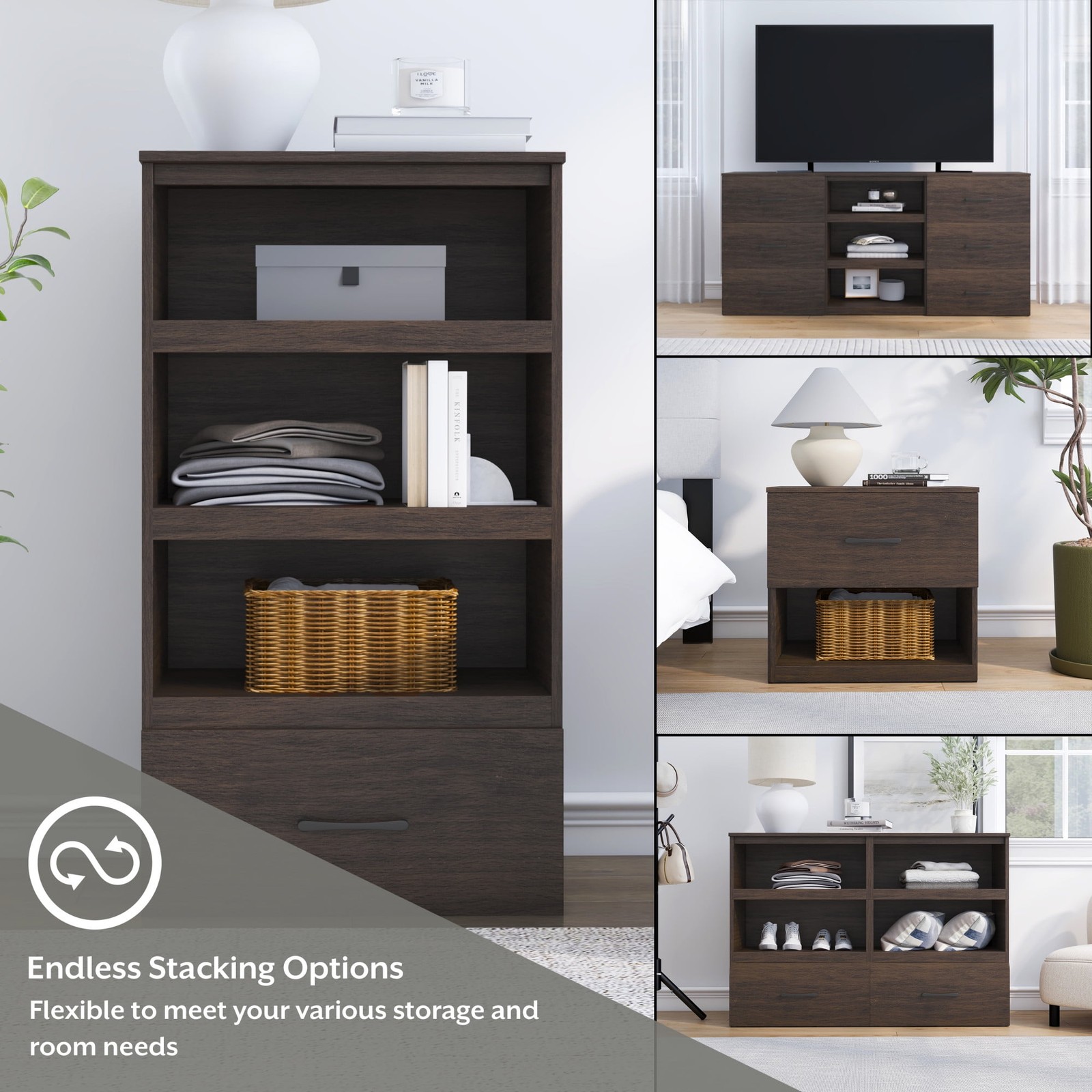 Ardent Open Shelf Modular Storage System, Walnut gallery