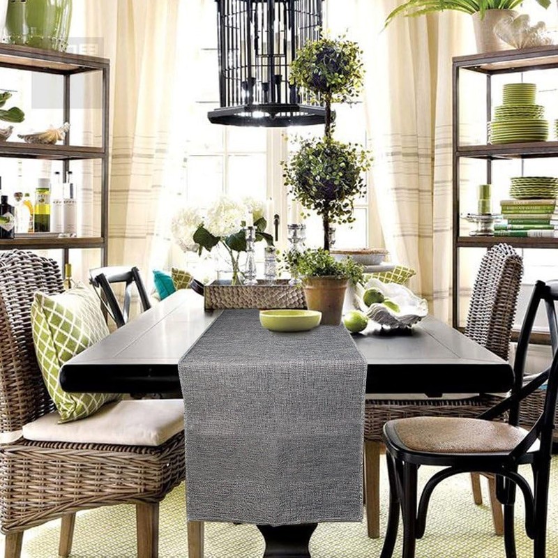 Versatile 14 x 48 Inch Gray Table Runner for Farmhouse Décor & Outdoor Picnics gallery