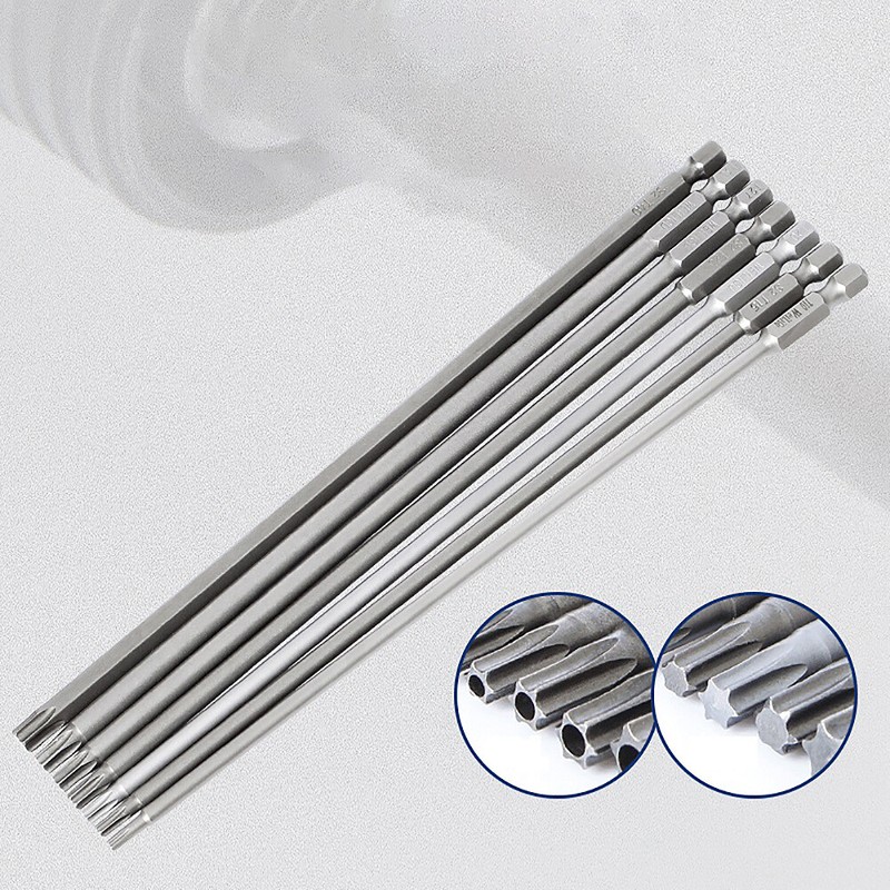 65-200mm Extra Long Torx Hollow/Solid Magnetic Drill Bit 1/4" Hex Shank Security gallery