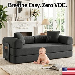 Washable Sofa Bed Couch Sleeper Convertible Pull-Out Bed Couch With Side Pockets