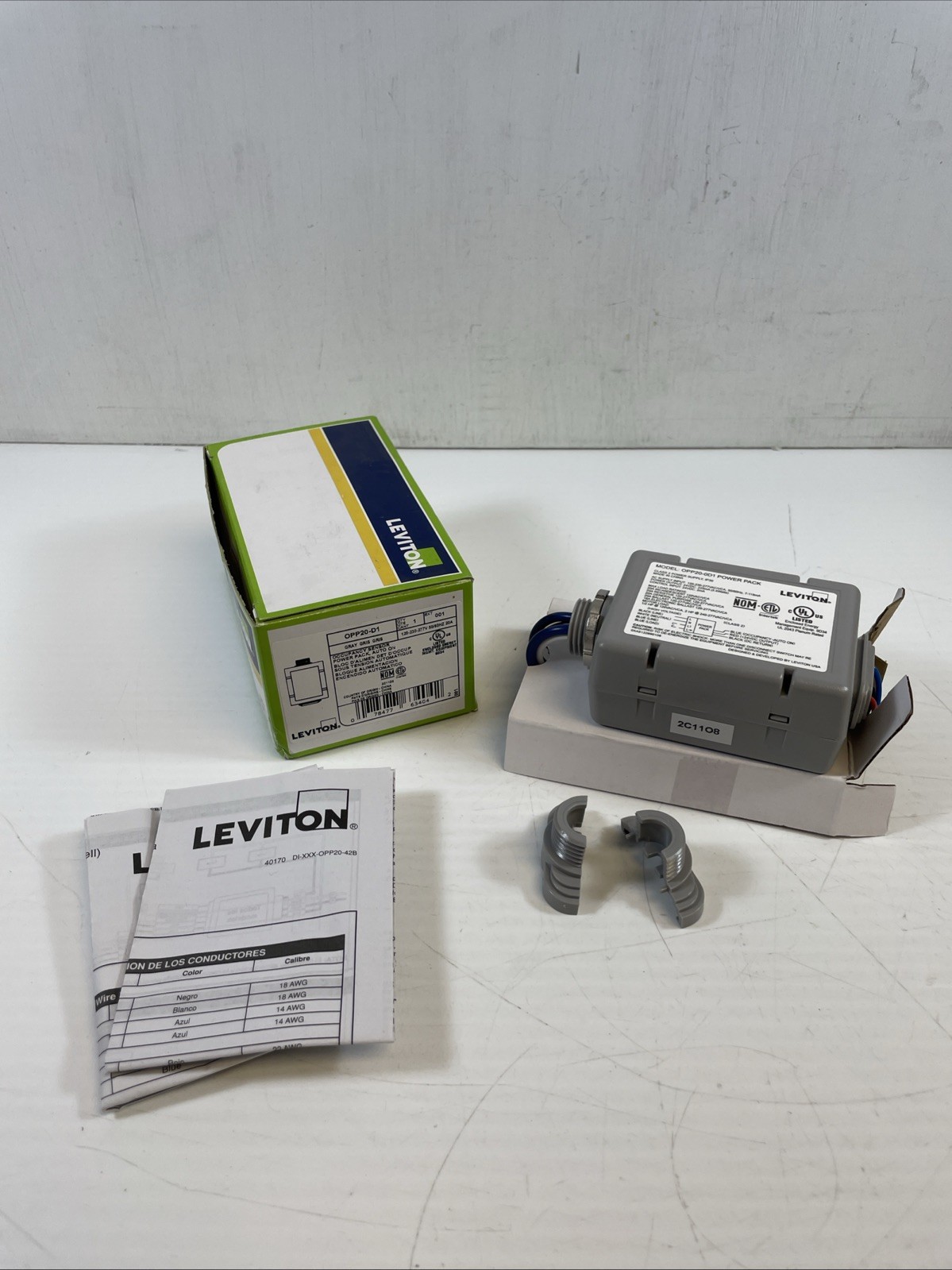 Leviton OPP20-D1 Occupancy Sensor Power Pack, Gray, 120-277V, 20A gallery