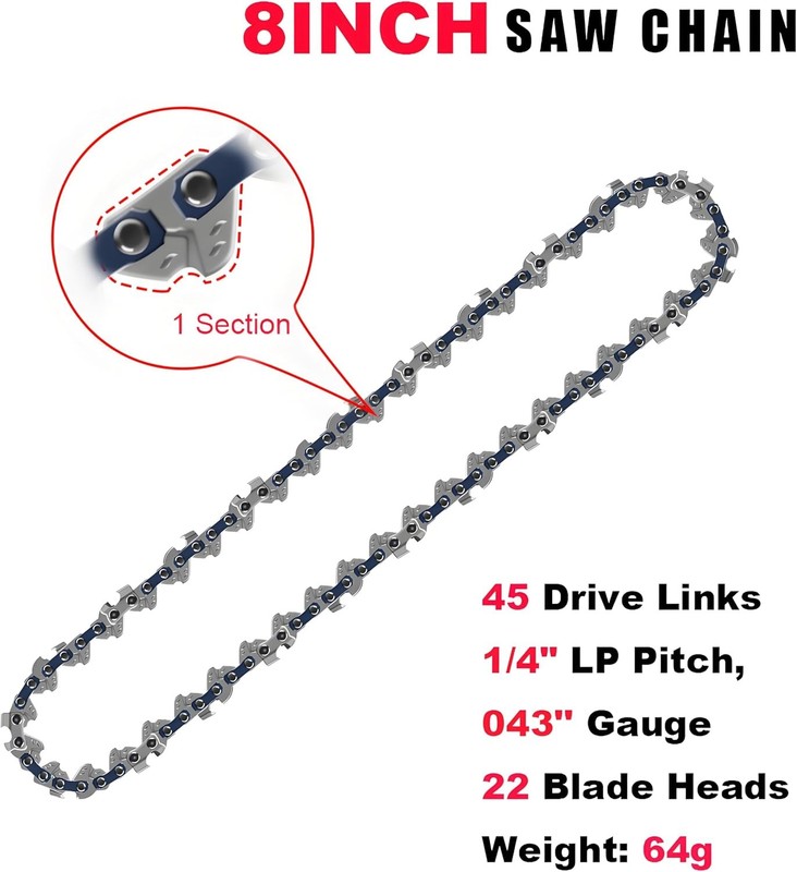 8 Inch Chainsaw Chain Replacement- 2 Chains and 1 Guide Bar for 8 Inch Mini Chai gallery